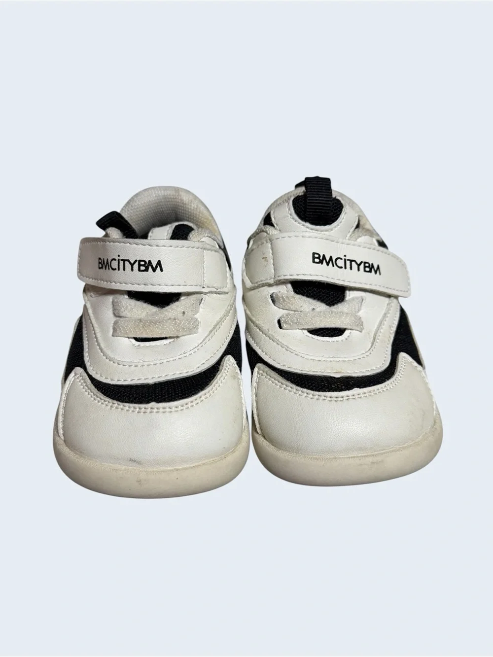 BM City Kids White & Black Velcro Sneakers Size 2